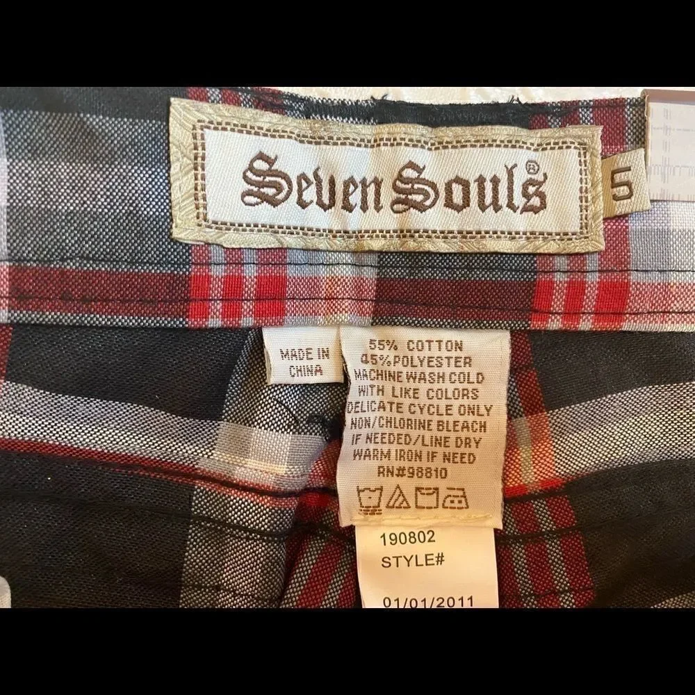 Kids Seven Souls Boys Plaid Fashion Shorts Size 5